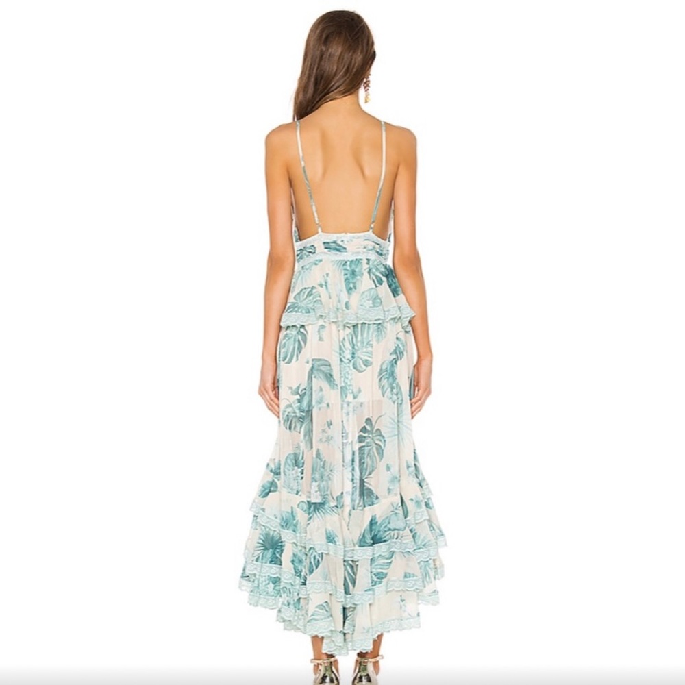 ROCOCO SAND Echo Maxi Dress Sage Green Ruffle XS. New with tags